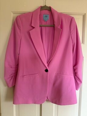 CeCe Vibrant Hot Pink Single-Button Blazer